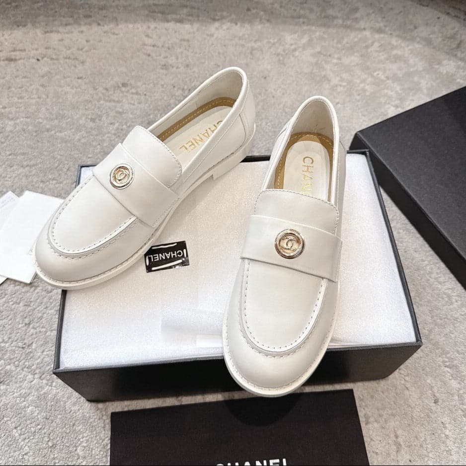 Chanel Timeless Patent Loafer white