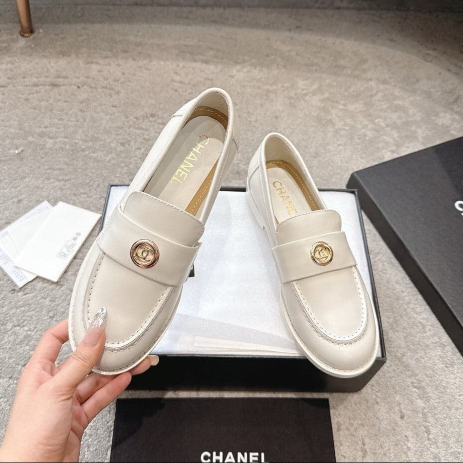 Chanel Timeless Patent Loafer white