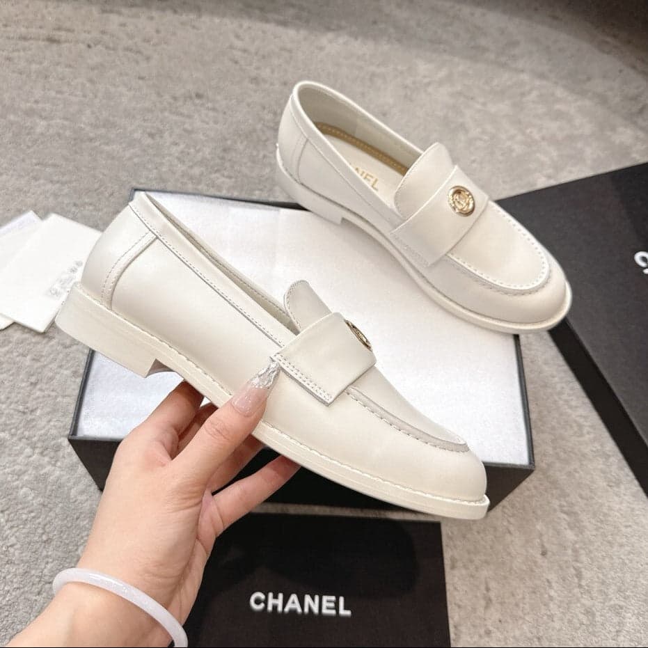 Chanel Timeless Patent Loafer white