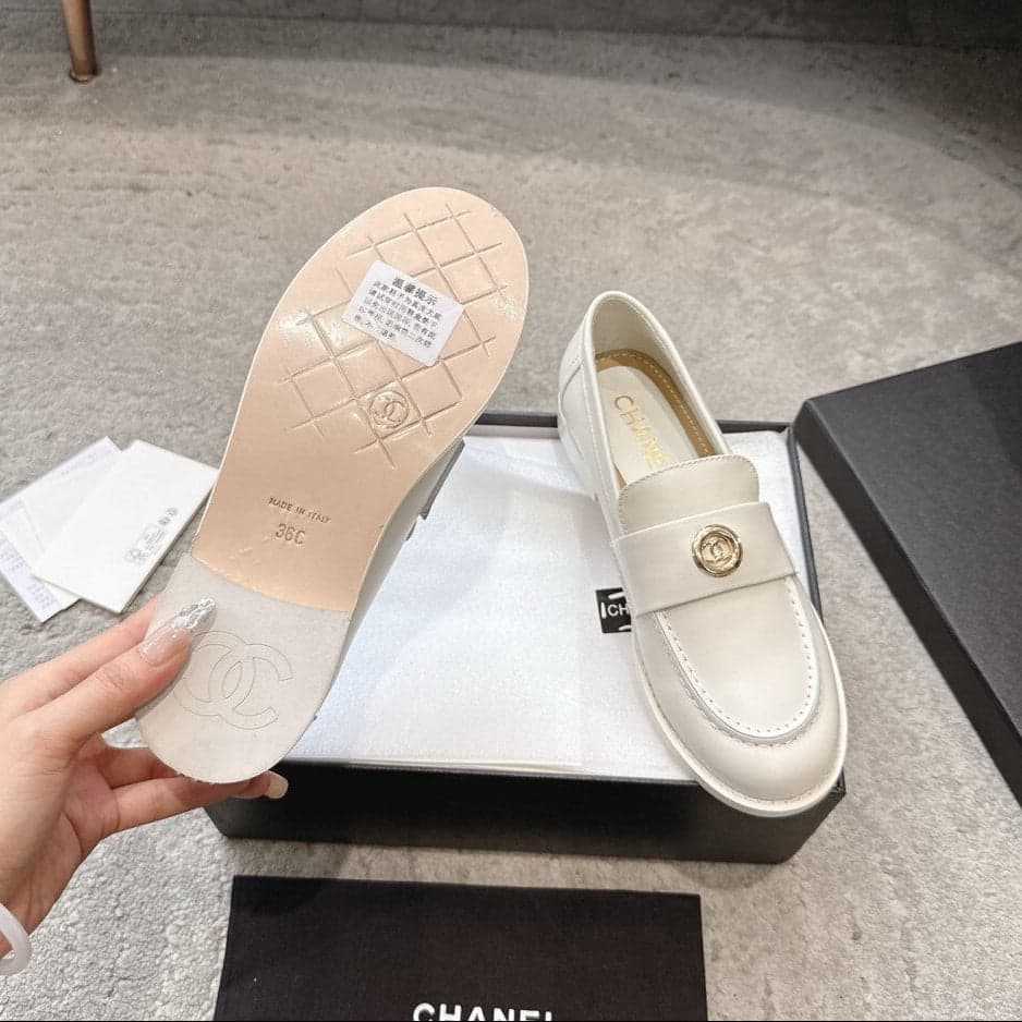 Chanel Timeless Patent Loafer white