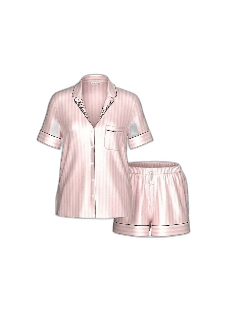 Pijama Curto Victoria's Secret Glazed Satin Escrita Listrado