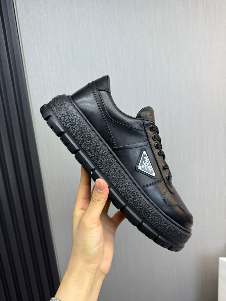 Prada Leather Sneaker Black
