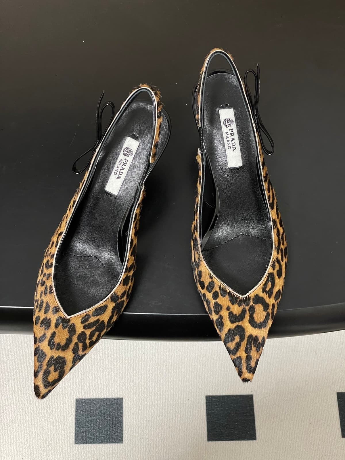 Prada Leopard-Print Pony Hair Slingback Pumps