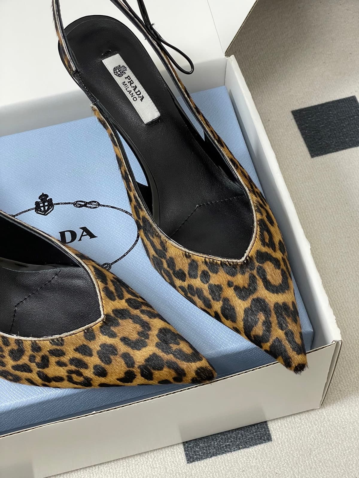 Prada Leopard-Print Pony Hair Slingback Pumps