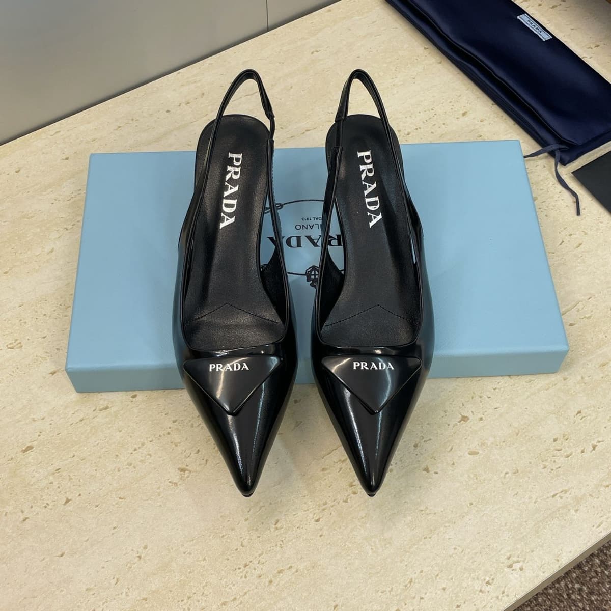 Prada Patent Leather Slingback Pumps