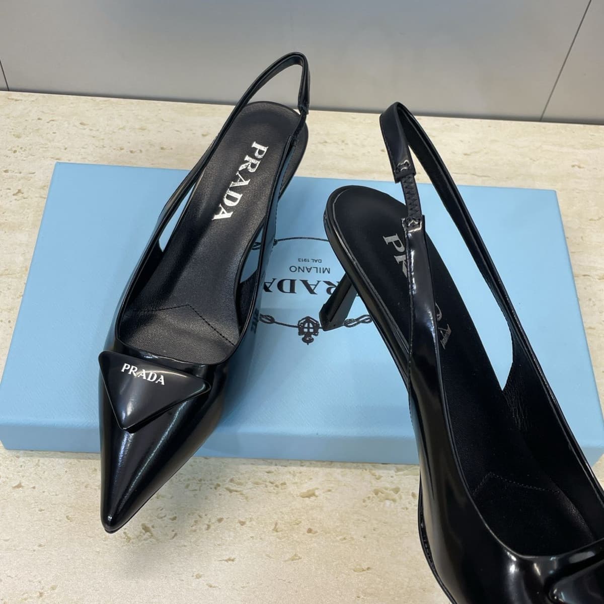 Prada Patent Leather Slingback Pumps