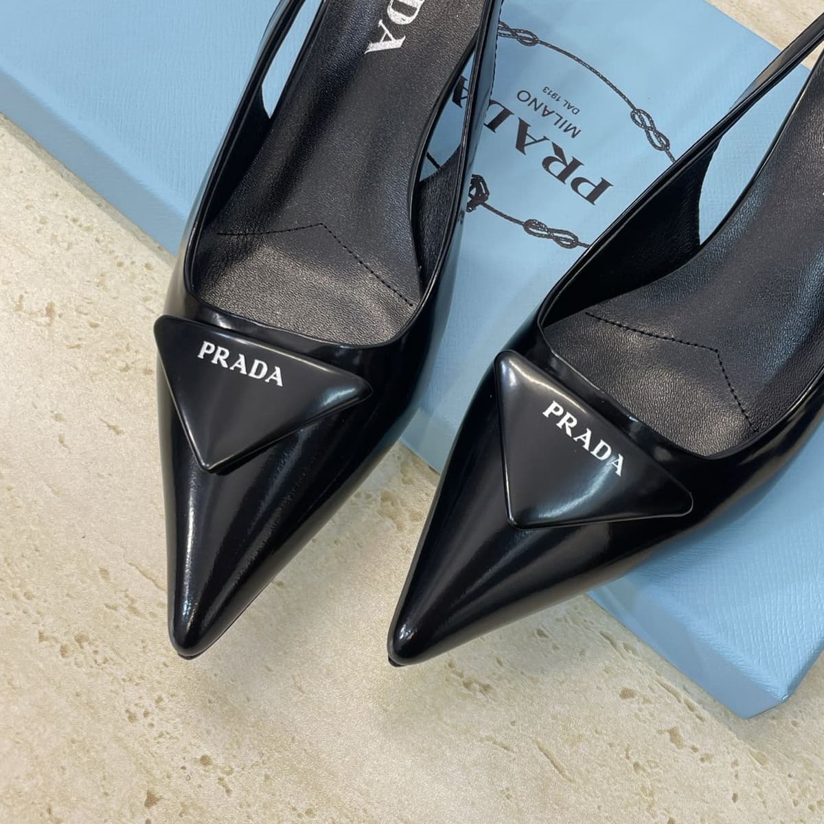 Prada Patent Leather Slingback Pumps