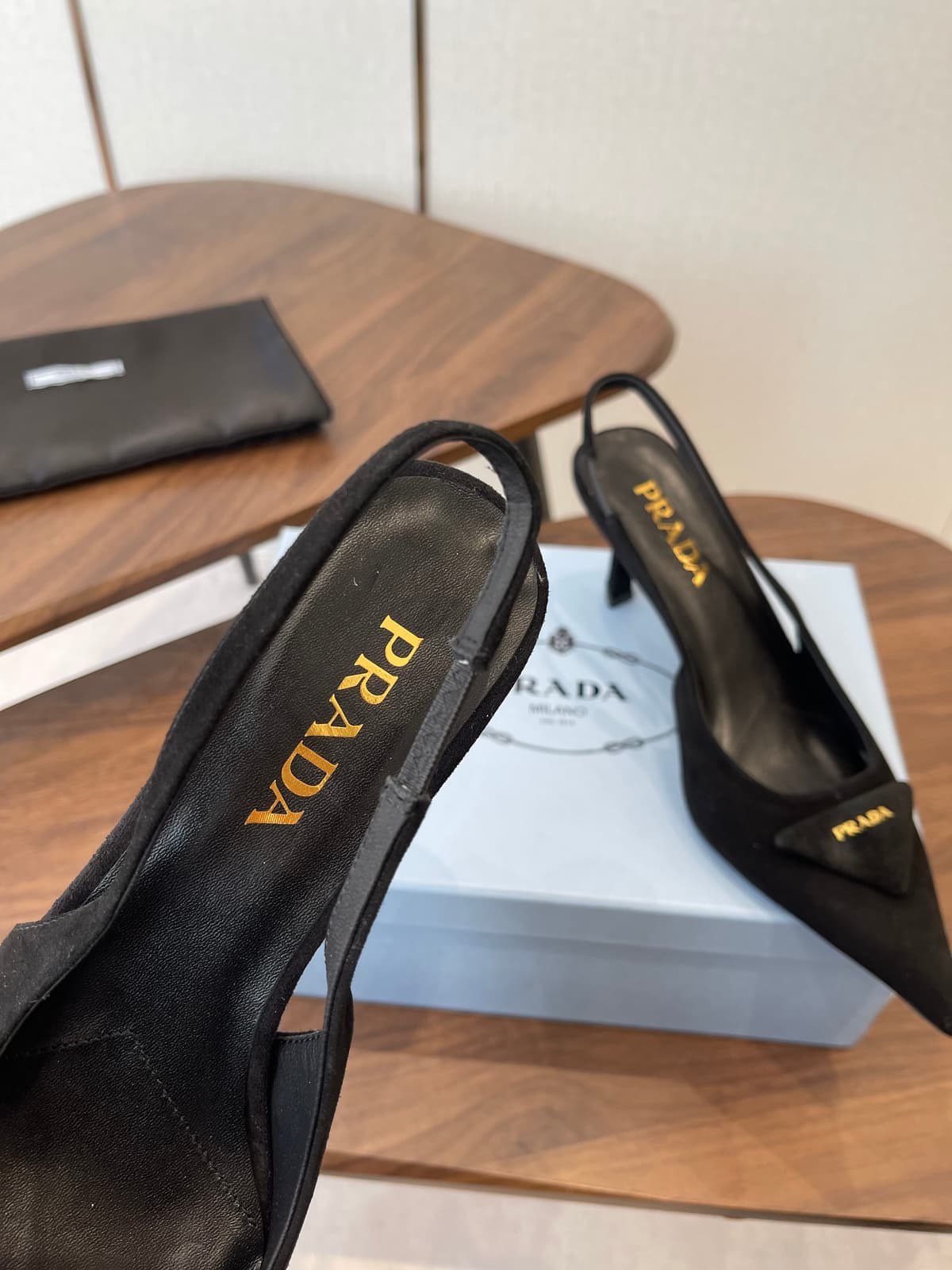 Prada slingback pump suede Black