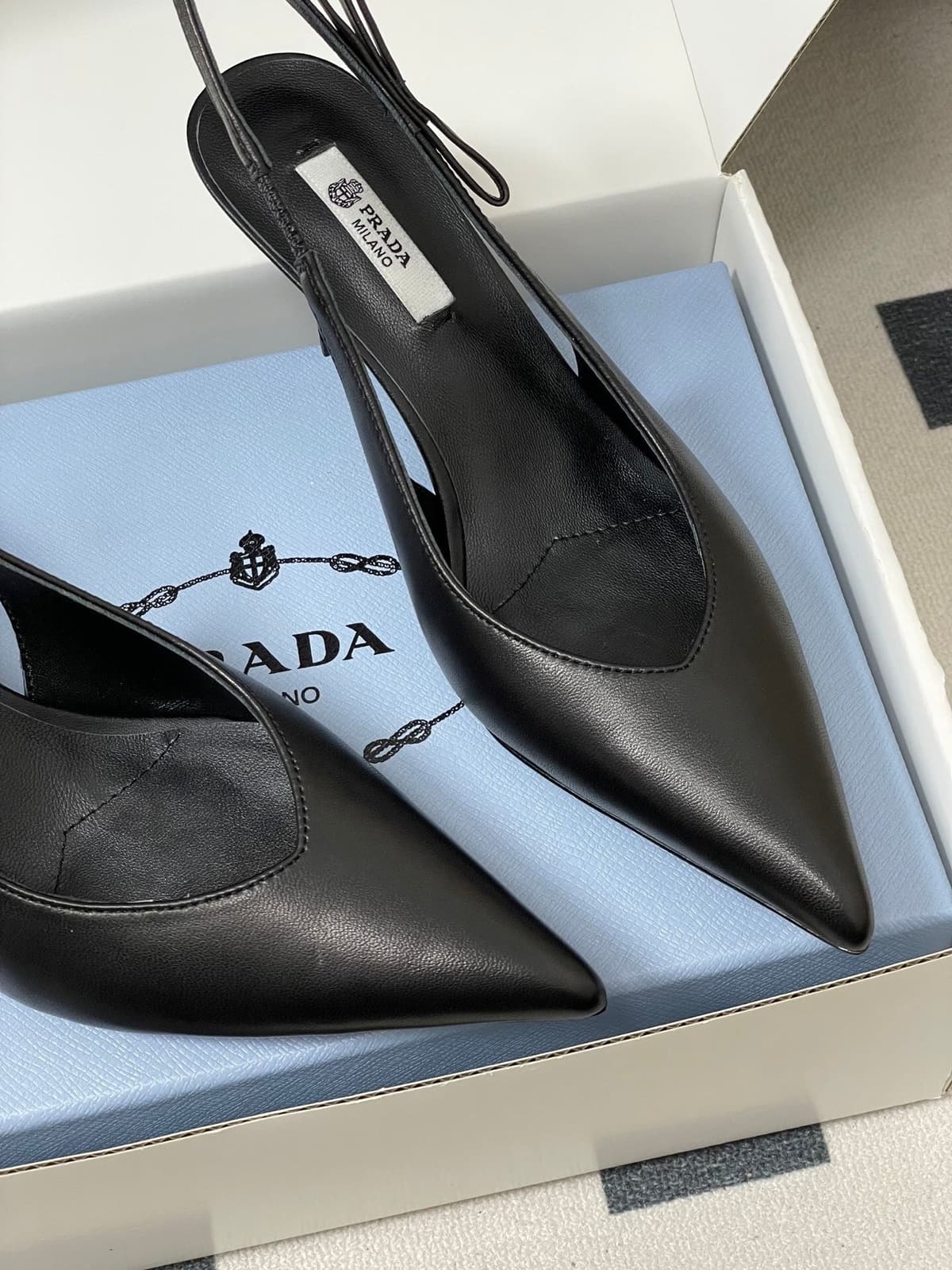 Prada Slingback Pumps Black Matte