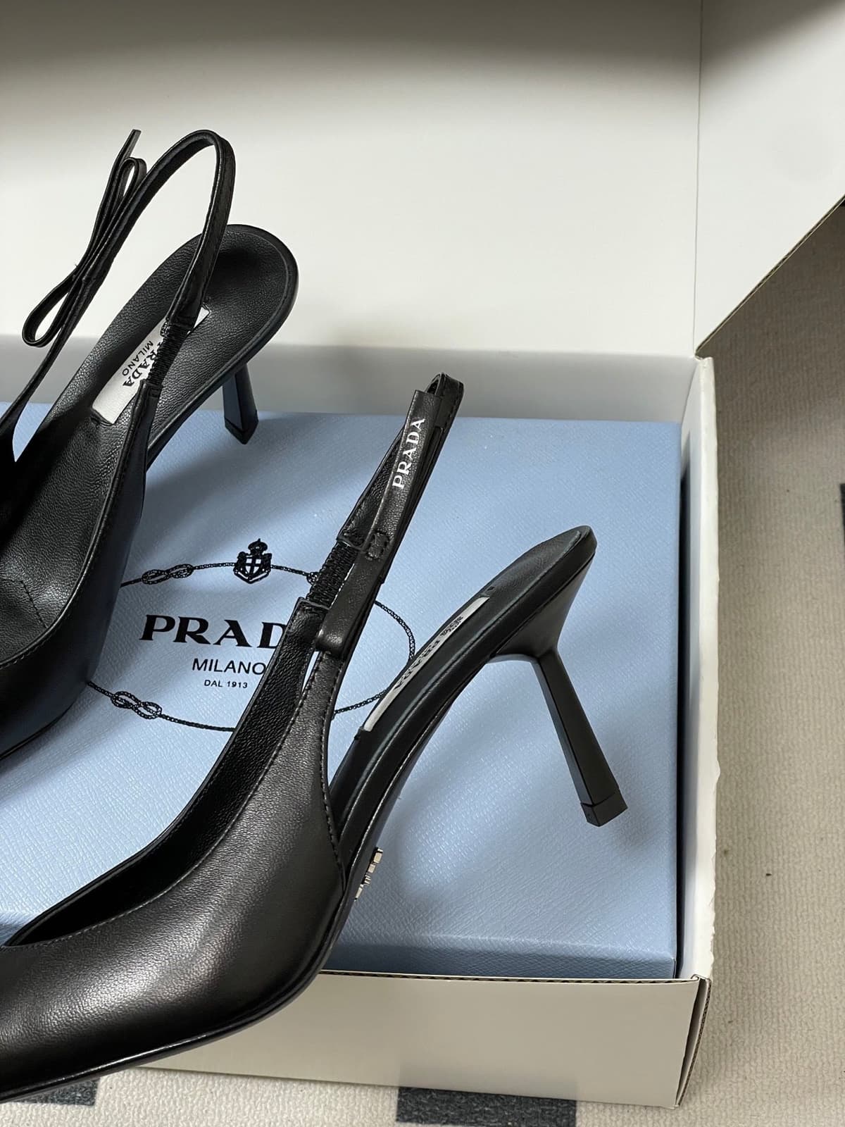 Prada Slingback Pumps Black Matte