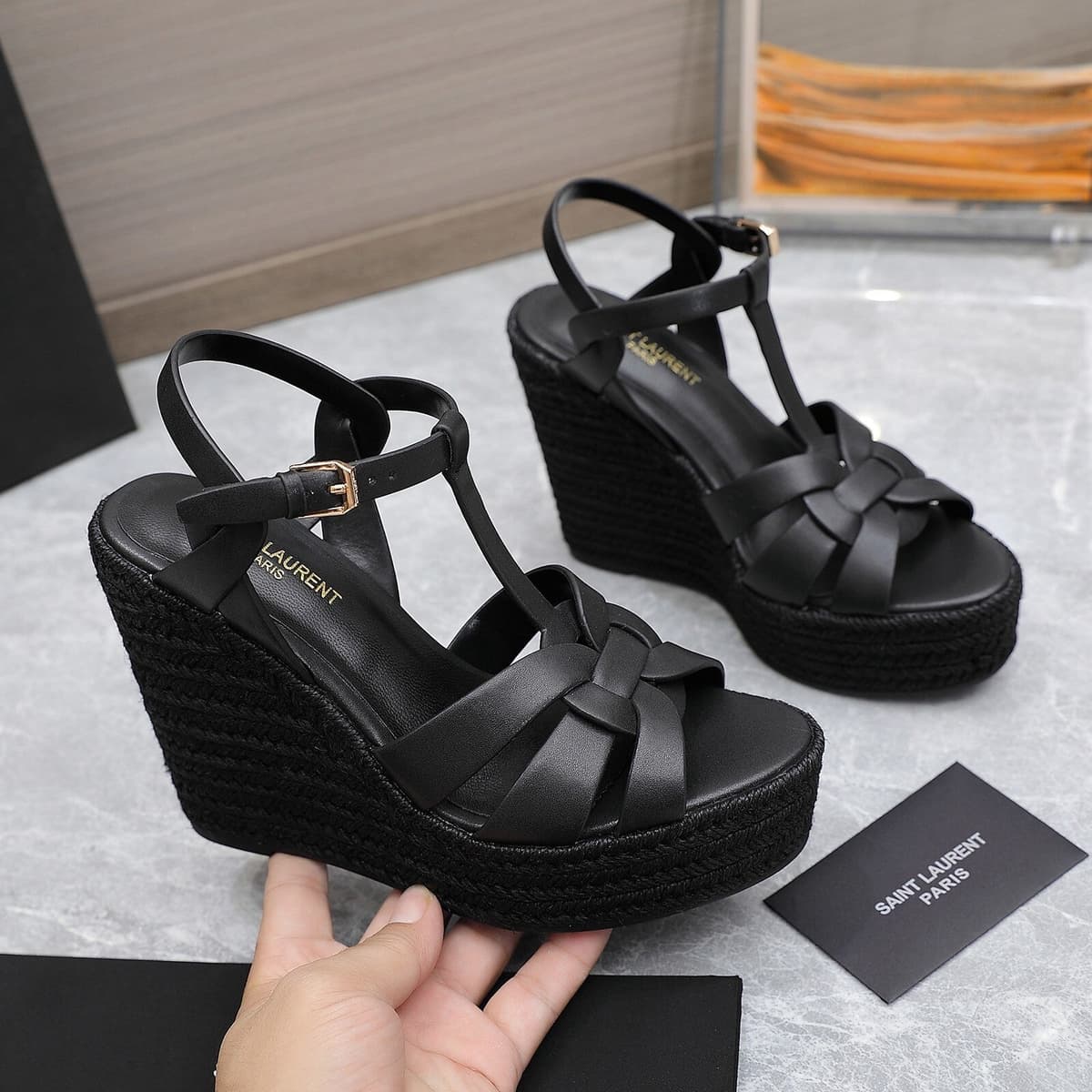 Saint Laurent Espadrille Tribute Black