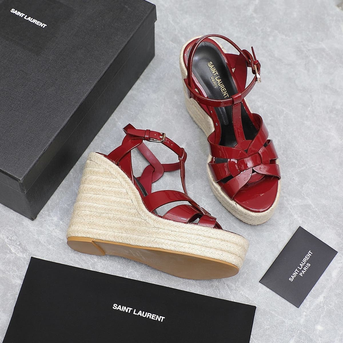 Saint Laurent Espadrille Tribute dark red