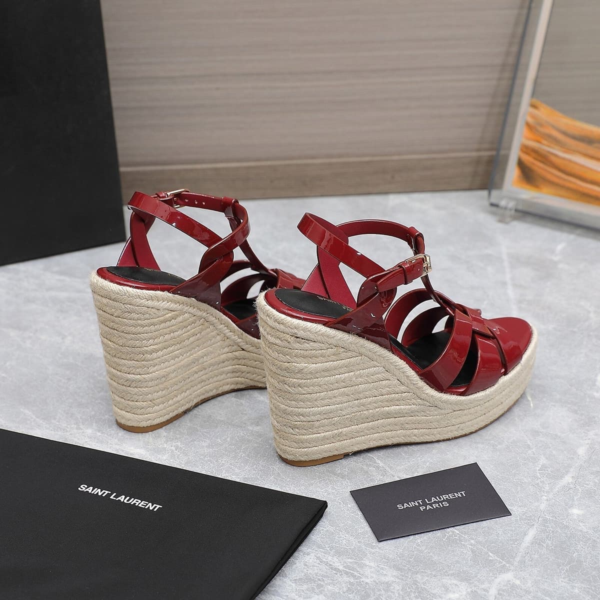 Saint Laurent Espadrille Tribute dark red