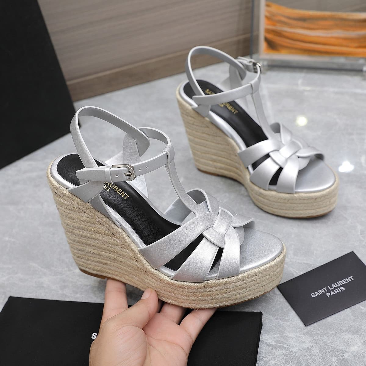Saint Laurent Espadrille Tribute gray