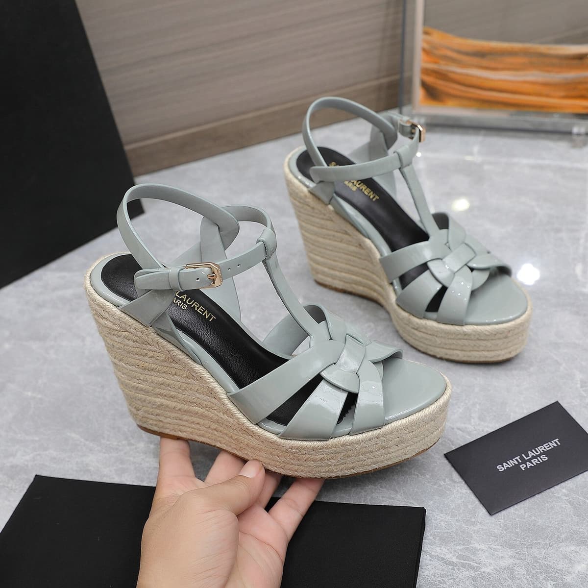 Saint Laurent Espadrille Tribute green water