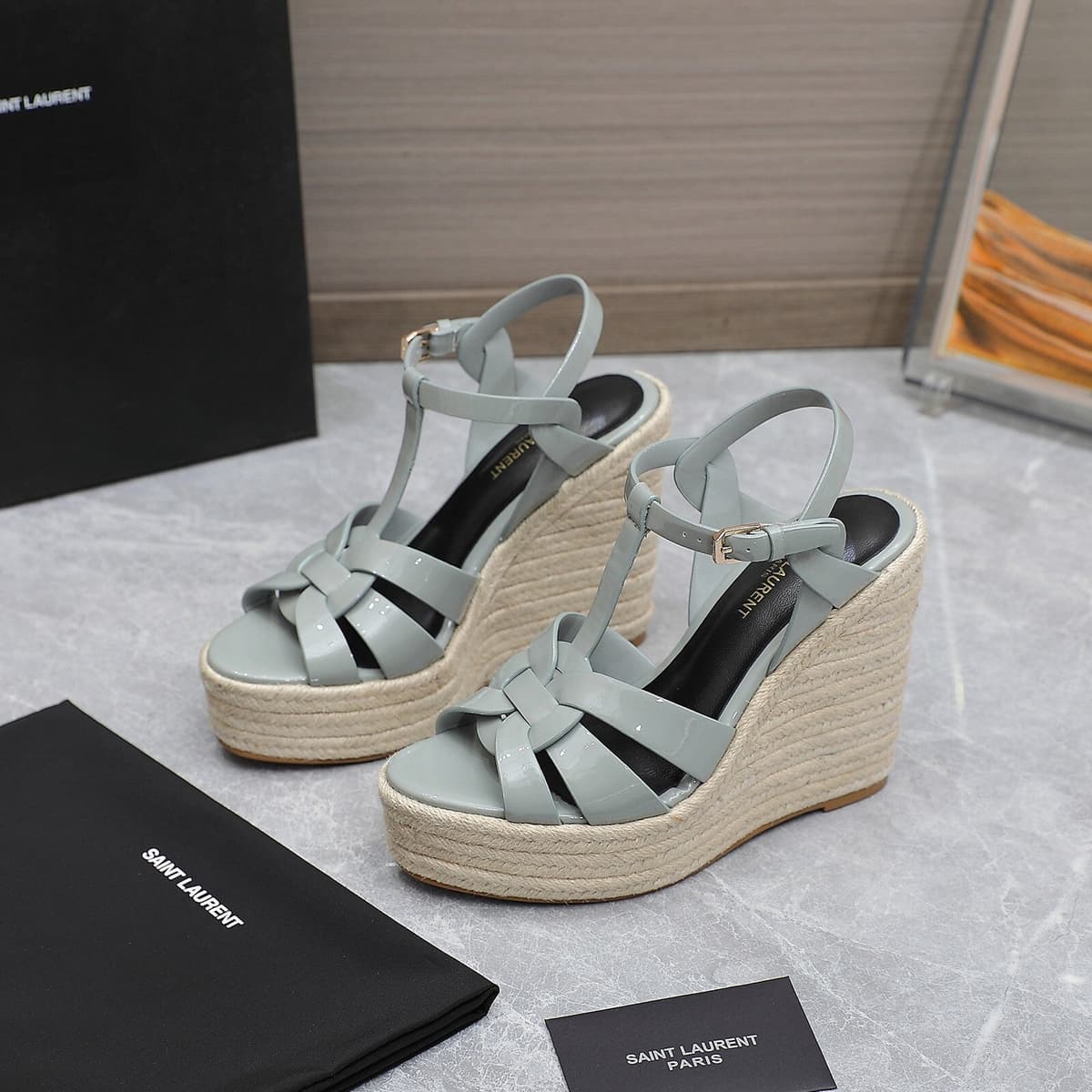 Saint Laurent Espadrille Tribute green water