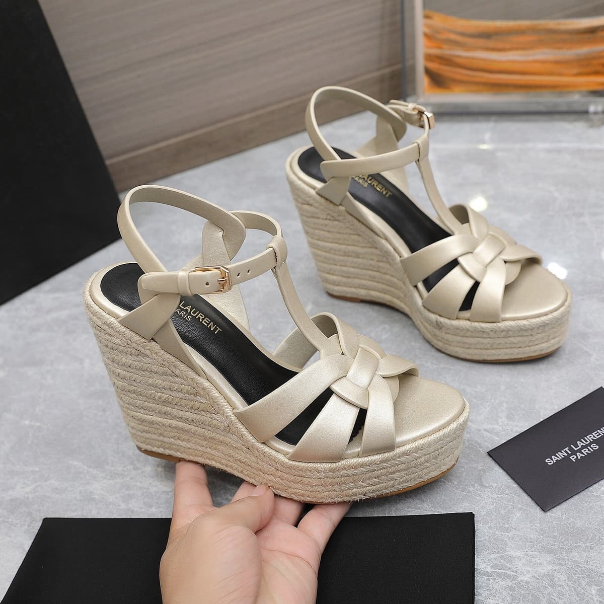 Saint Laurent Espadrille Tribute off-white