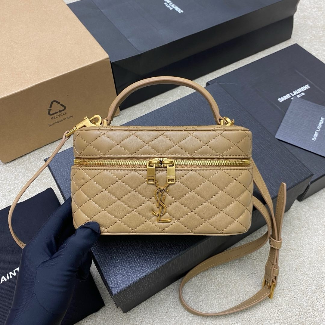 Saint Laurent Gaby Vanity Bege Ferragens Douradas