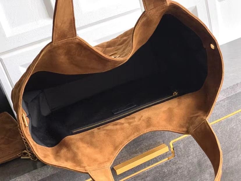 Saint Laurent Icare Maxi Tote Shopping Bag Camurça Caramelo Ferragem Dourada 58cm .