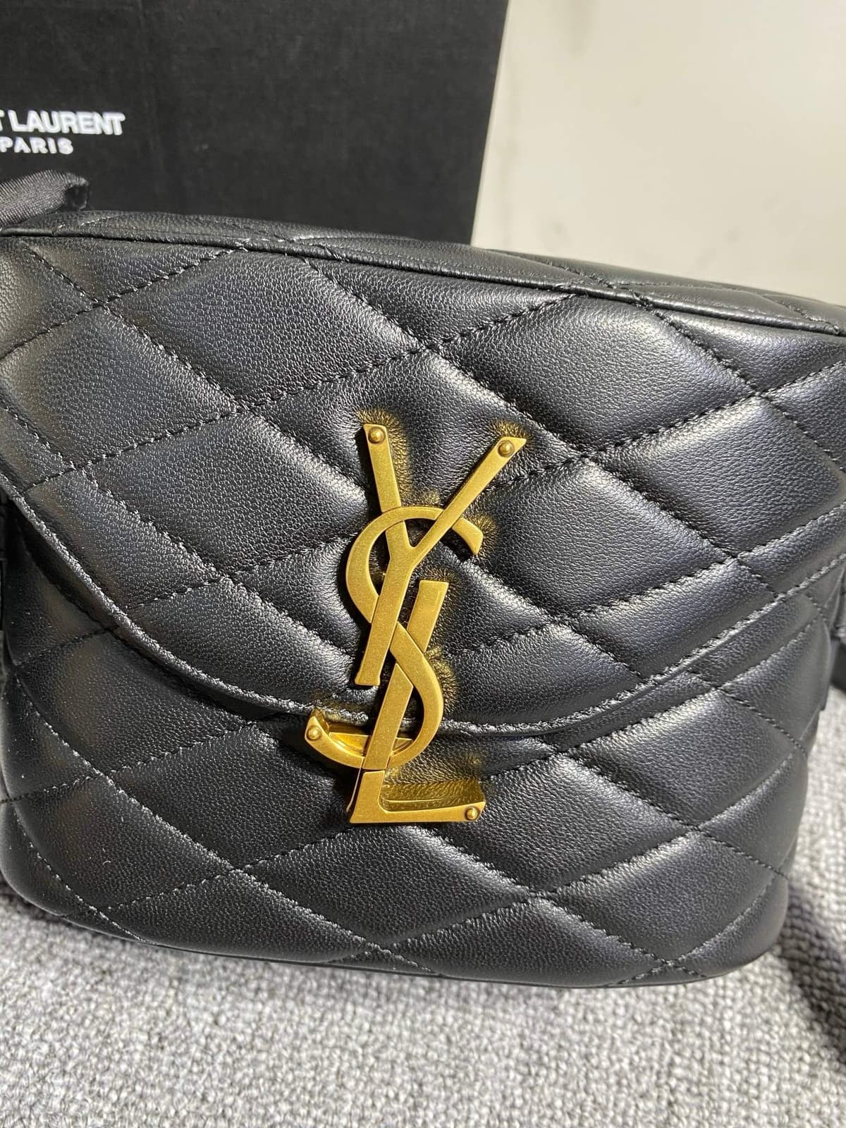 Saint Laurent JUNE Micro Box In Lambskin Black Ferragens Douradas