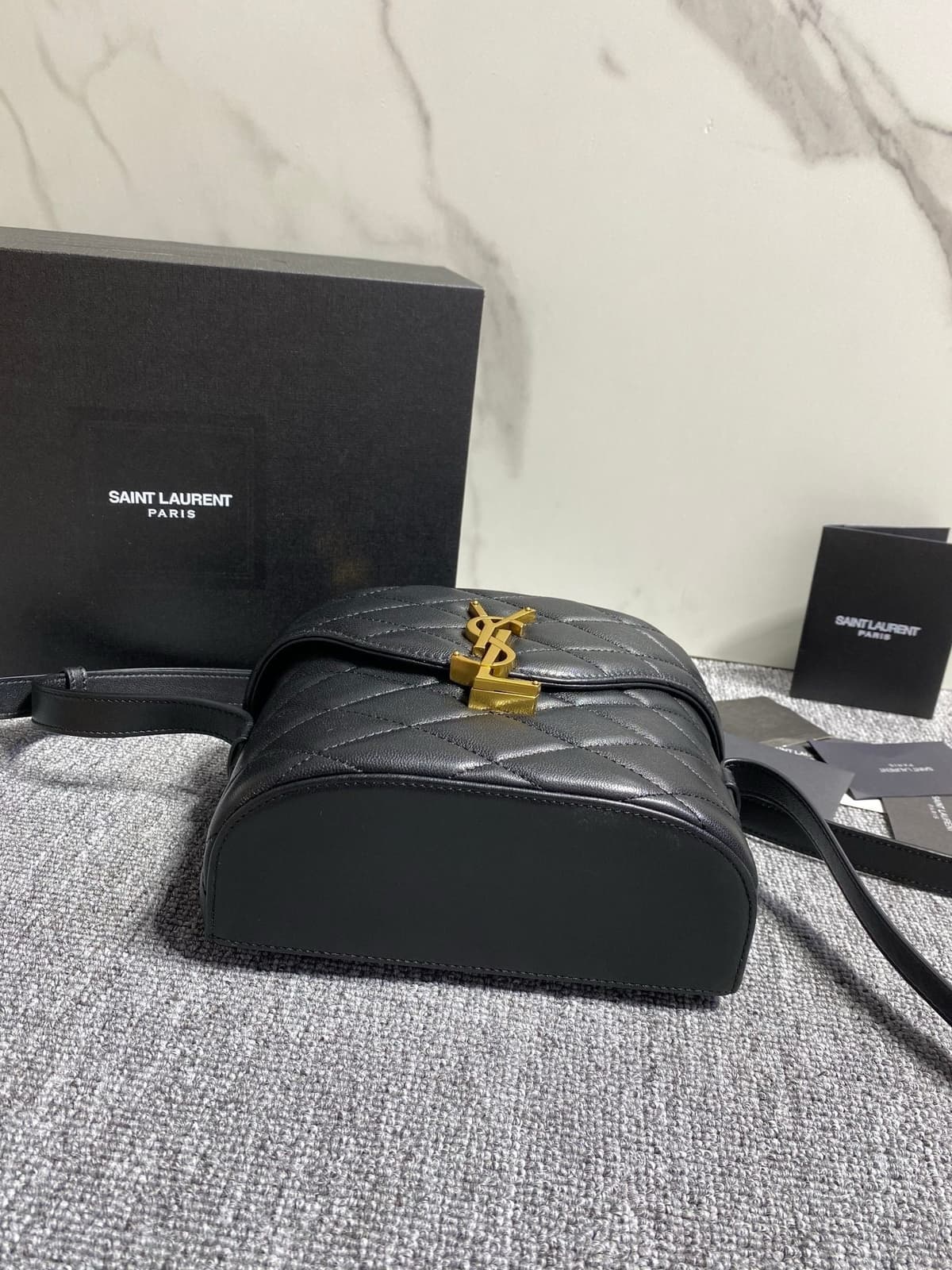 Saint Laurent JUNE Micro Box In Lambskin Black Ferragens Douradas