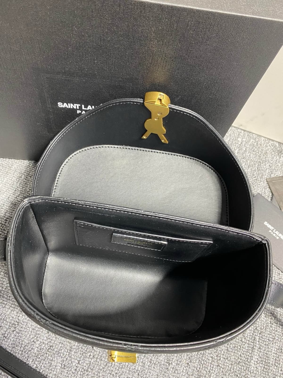 Saint Laurent JUNE Micro Box In Lambskin Black Ferragens Douradas