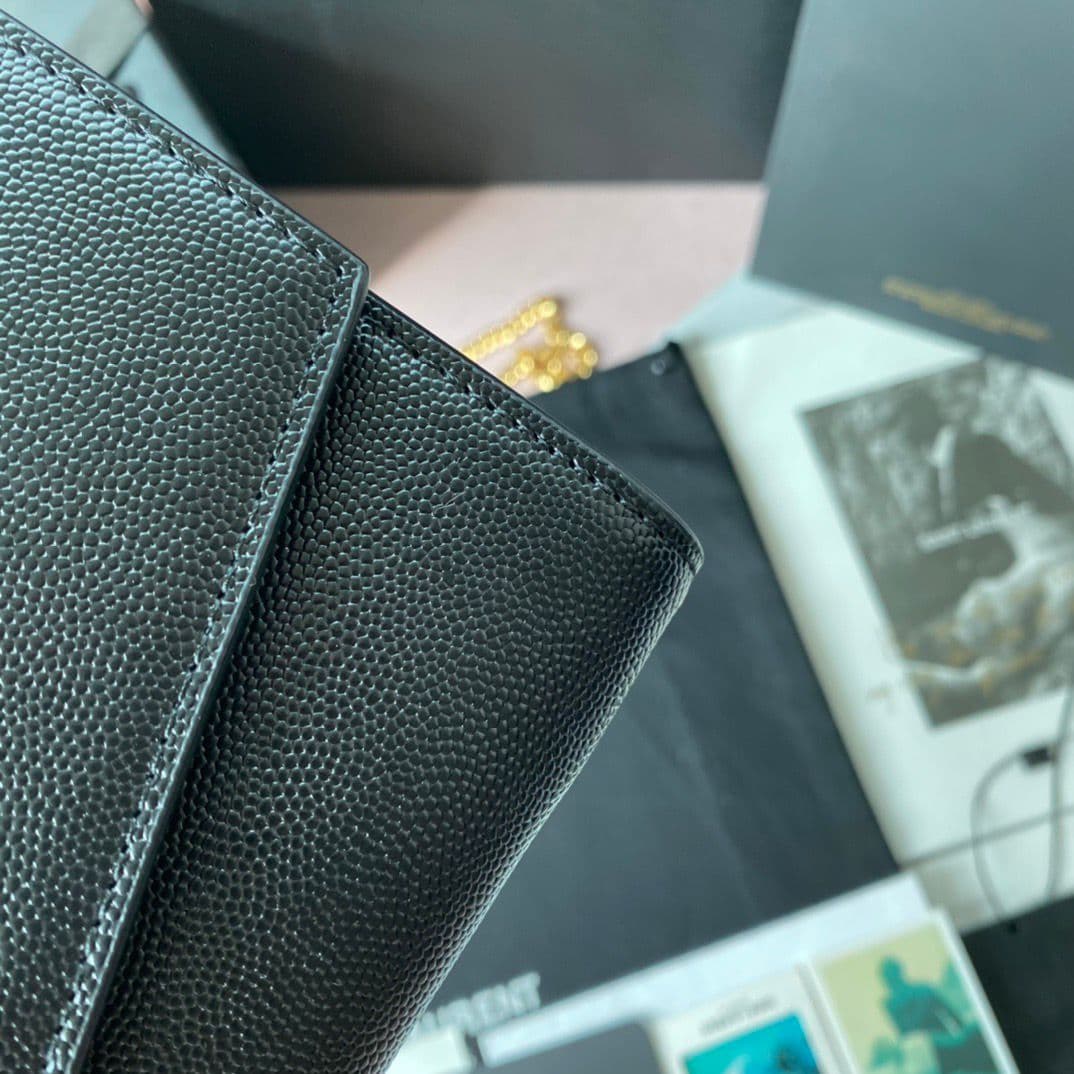 Saint Laurent Kate Wallet On Chain Black Gold .