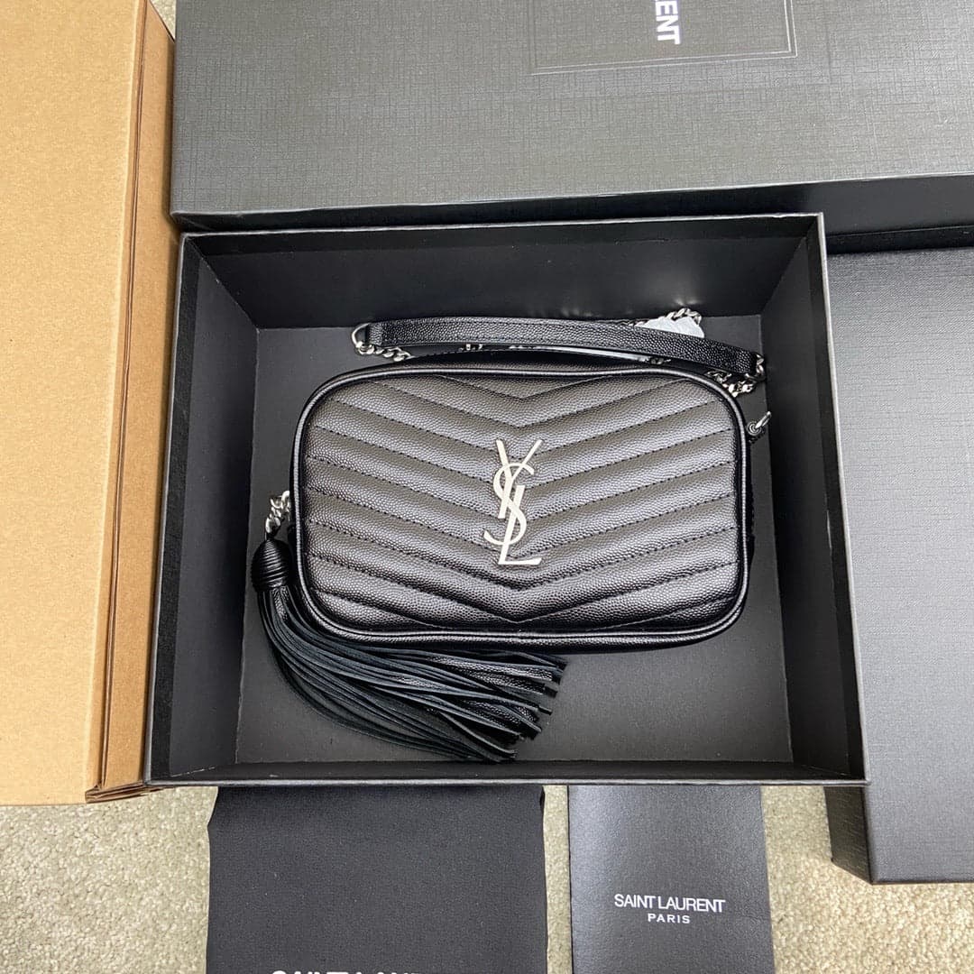 Saint Laurent Lou Camera Bag Black Ferragens Prata