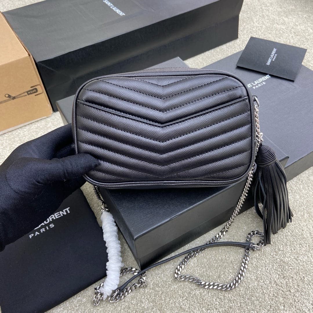 Saint Laurent Lou Camera Bag Black Ferragens Prata