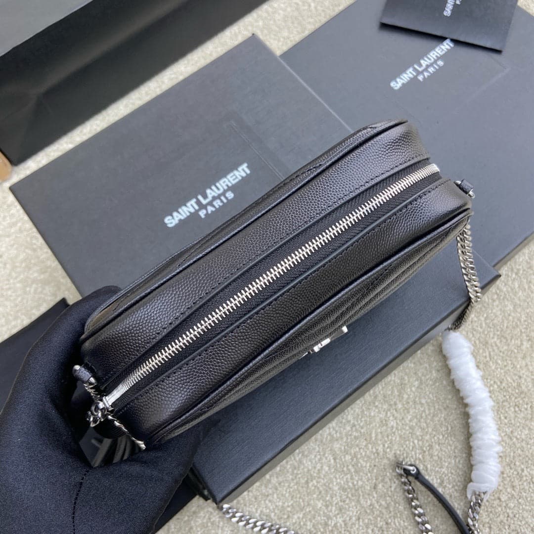 Saint Laurent Lou Camera Bag Black Ferragens Prata