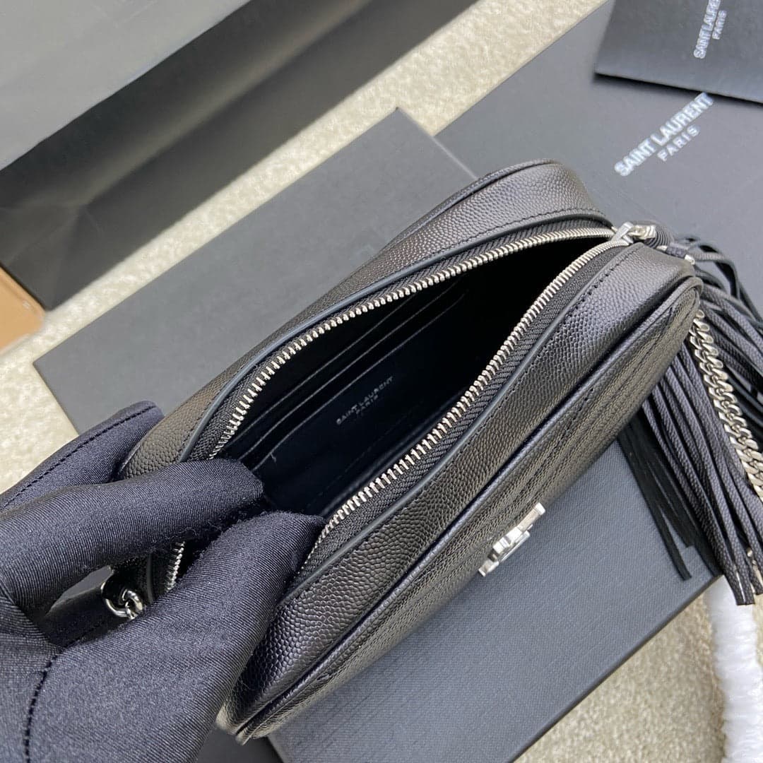 Saint Laurent Lou Camera Bag Black Ferragens Prata