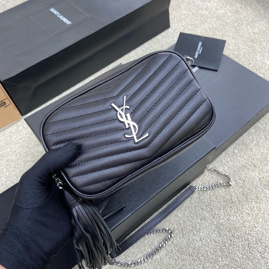 Saint Laurent Lou Camera Bag Black Ferragens Prata