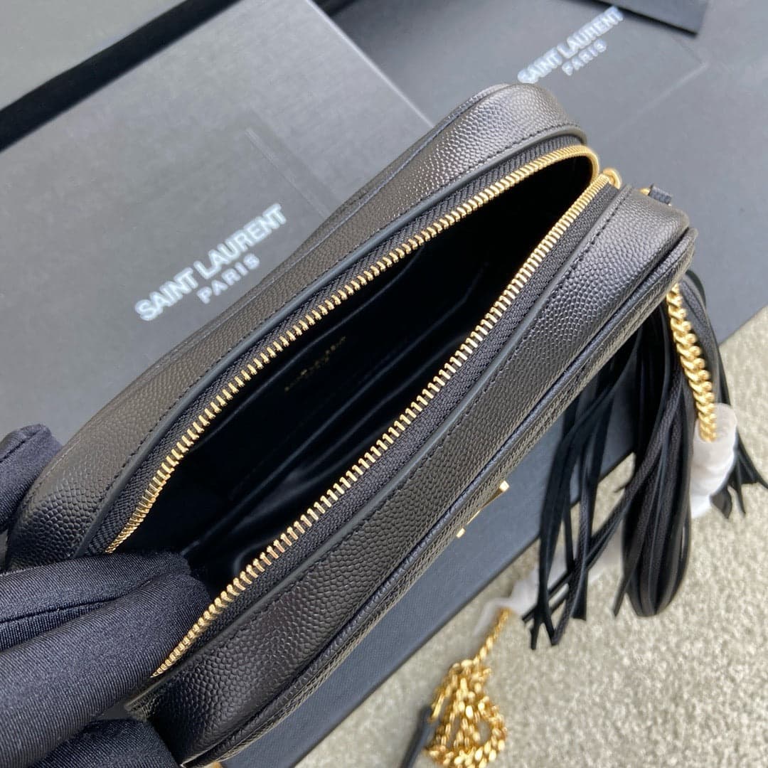 Saint Laurent Lou Camera Bag Black Ferragens Douradas