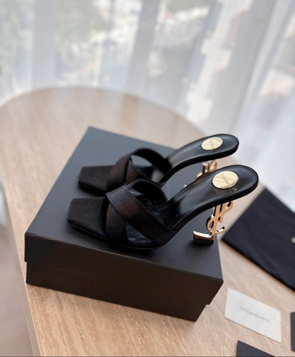 Saint Laurent Mules Opyum Em Crepe De Cetim Black