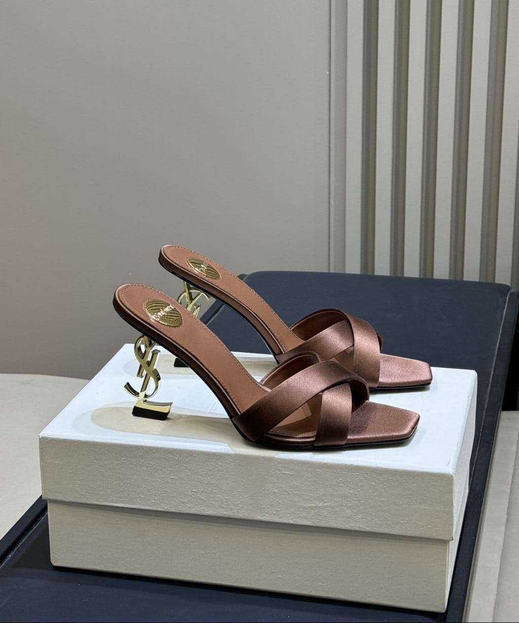 Saint Laurent Mules Opyum Em Crepe De Cetim