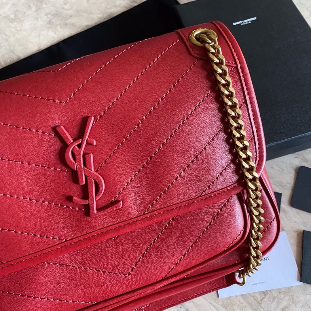 Saint Laurent NIKI baby Bag Red Ferragens Douradas