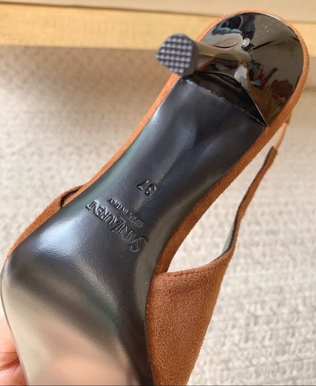 Saint Laurent Scarpin Slingback Babylone Breteuil Camurça 90 mm
