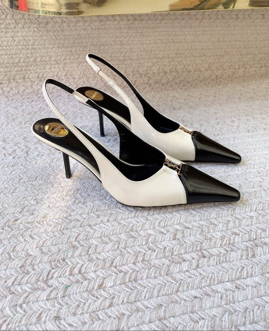 Saint Laurent Scarpin Slingback Babylone Breteuil Noir 75 mm