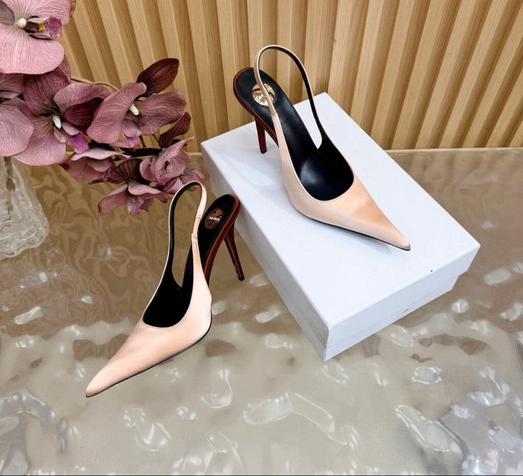 Saint Laurent Scarpin Slingback Deroche Rose Lingerie e Dark em crepe de cetim