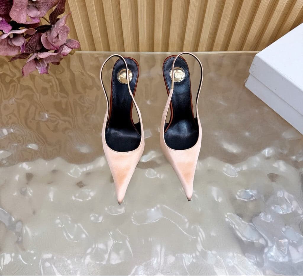 Saint Laurent Scarpin Slingback Deroche Rose Lingerie e Dark em crepe de cetim