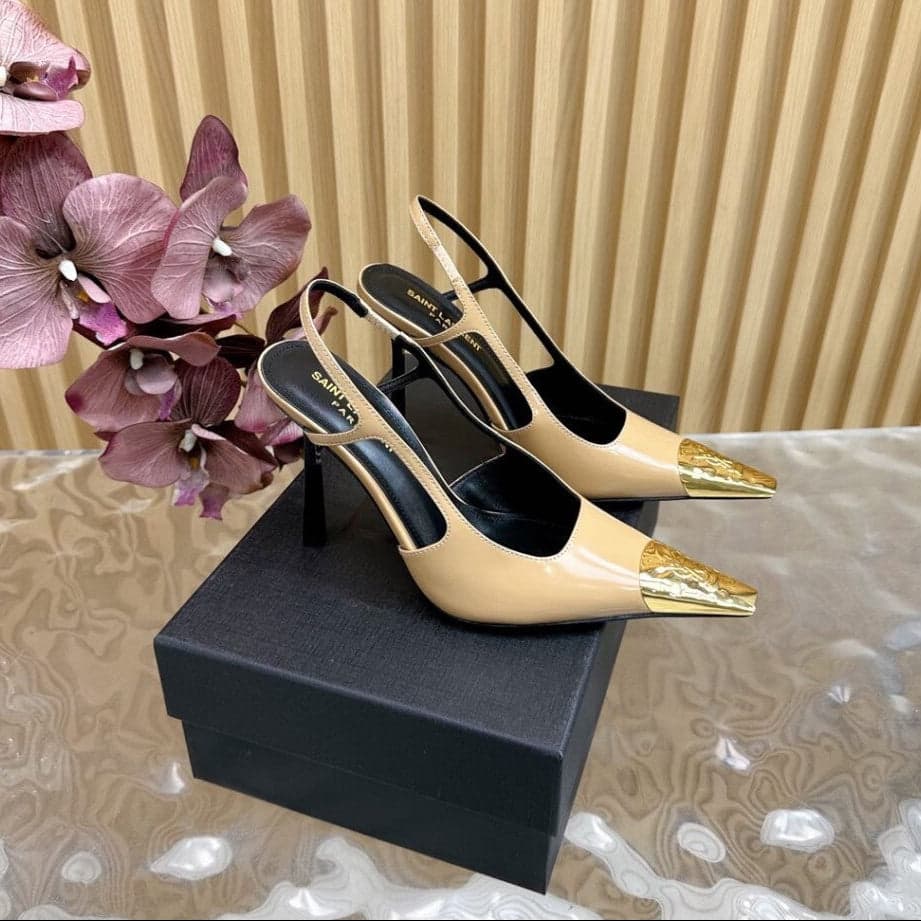 Saint Laurent Scarpin Slingback Jeanne Beige
