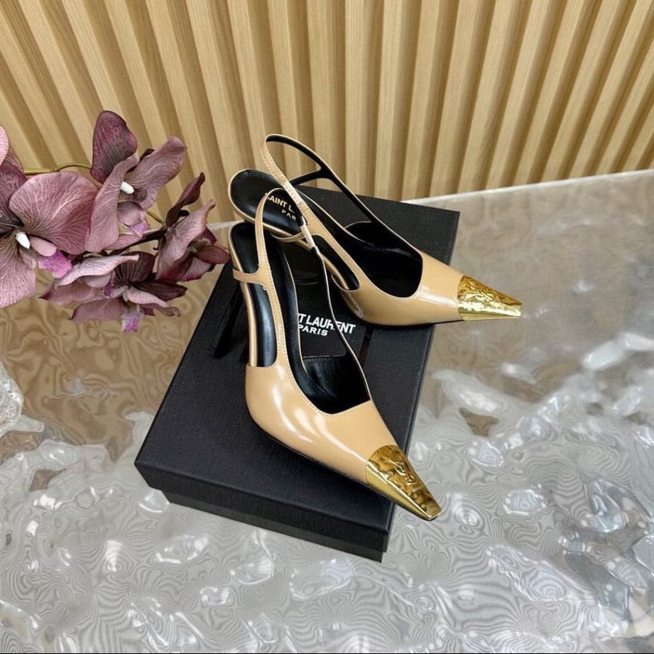 Saint Laurent Scarpin Slingback Jeanne Beige