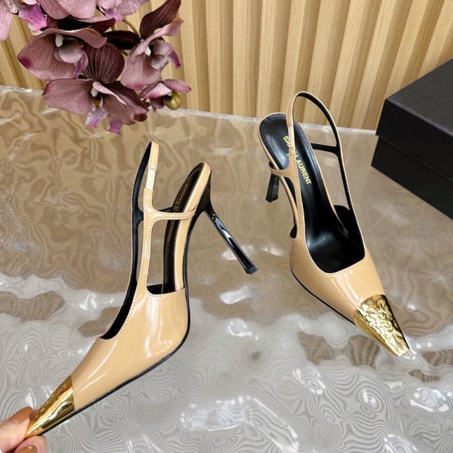 Saint Laurent Scarpin Slingback Jeanne Beige