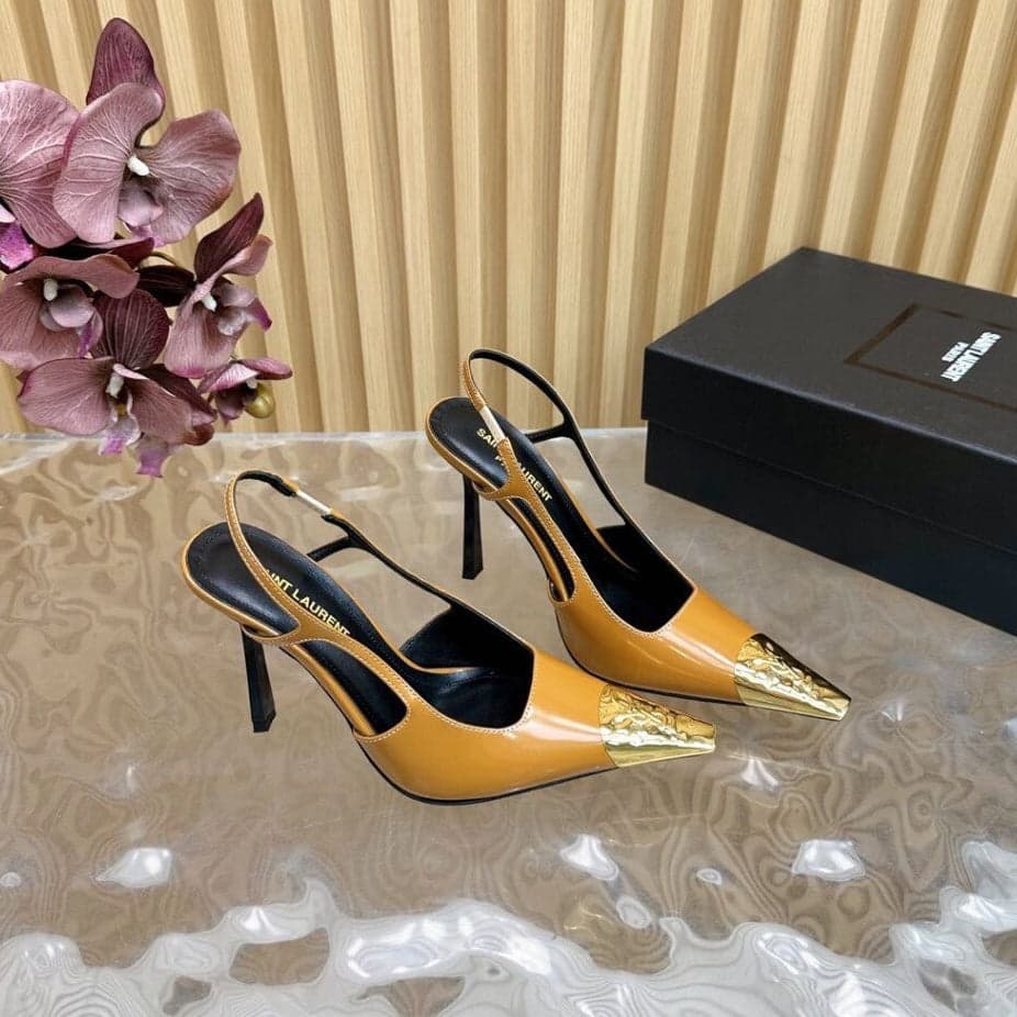 Saint Laurent Scarpin Slingback Jeanne Chestnut