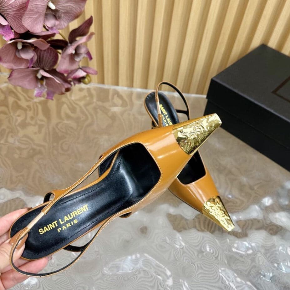 Saint Laurent Scarpin Slingback Jeanne Chestnut
