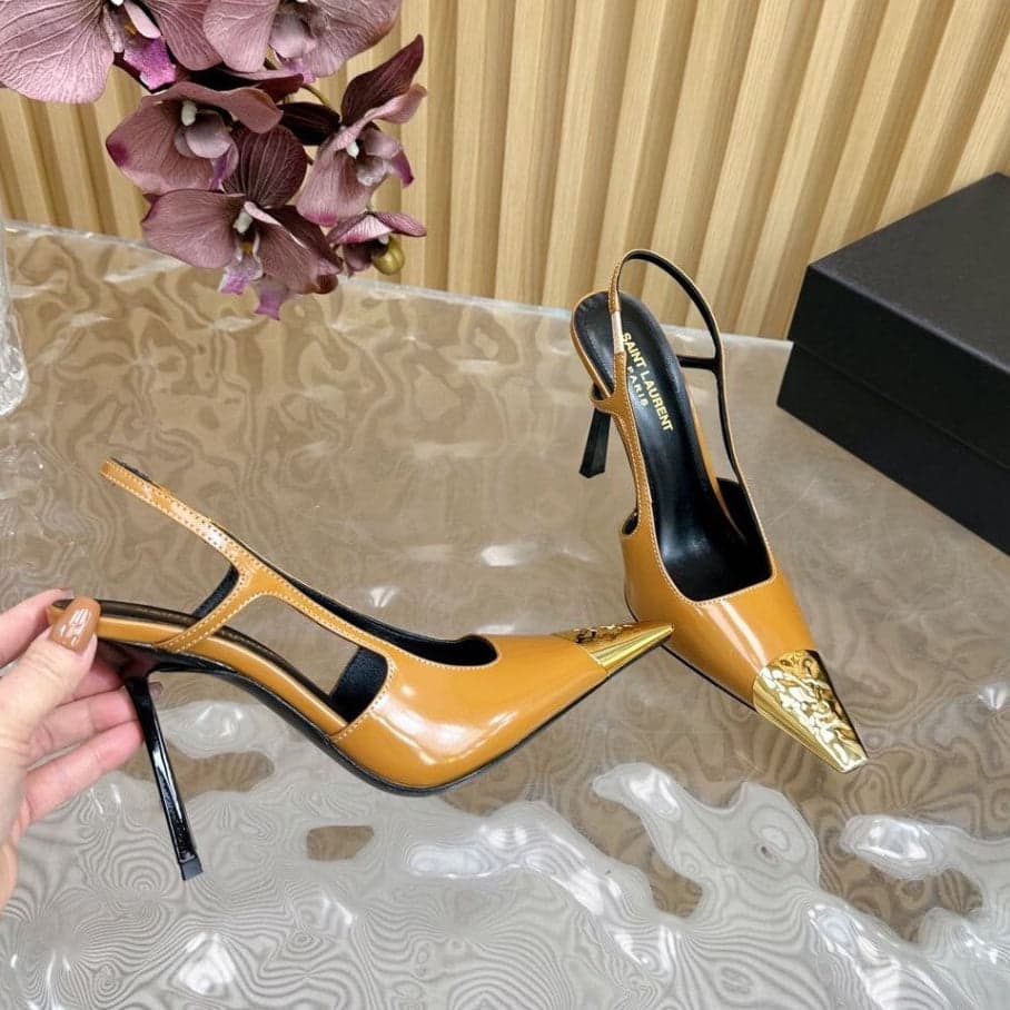 Saint Laurent Scarpin Slingback Jeanne Chestnut