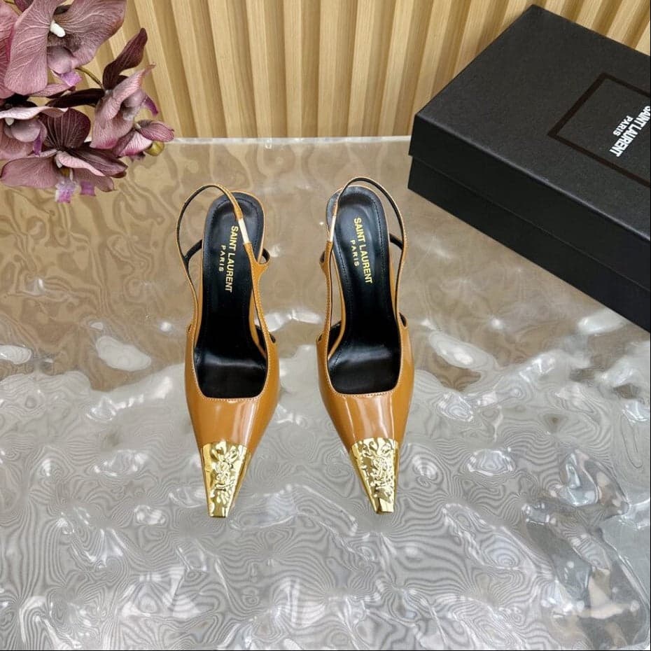 Saint Laurent Scarpin Slingback Jeanne Chestnut