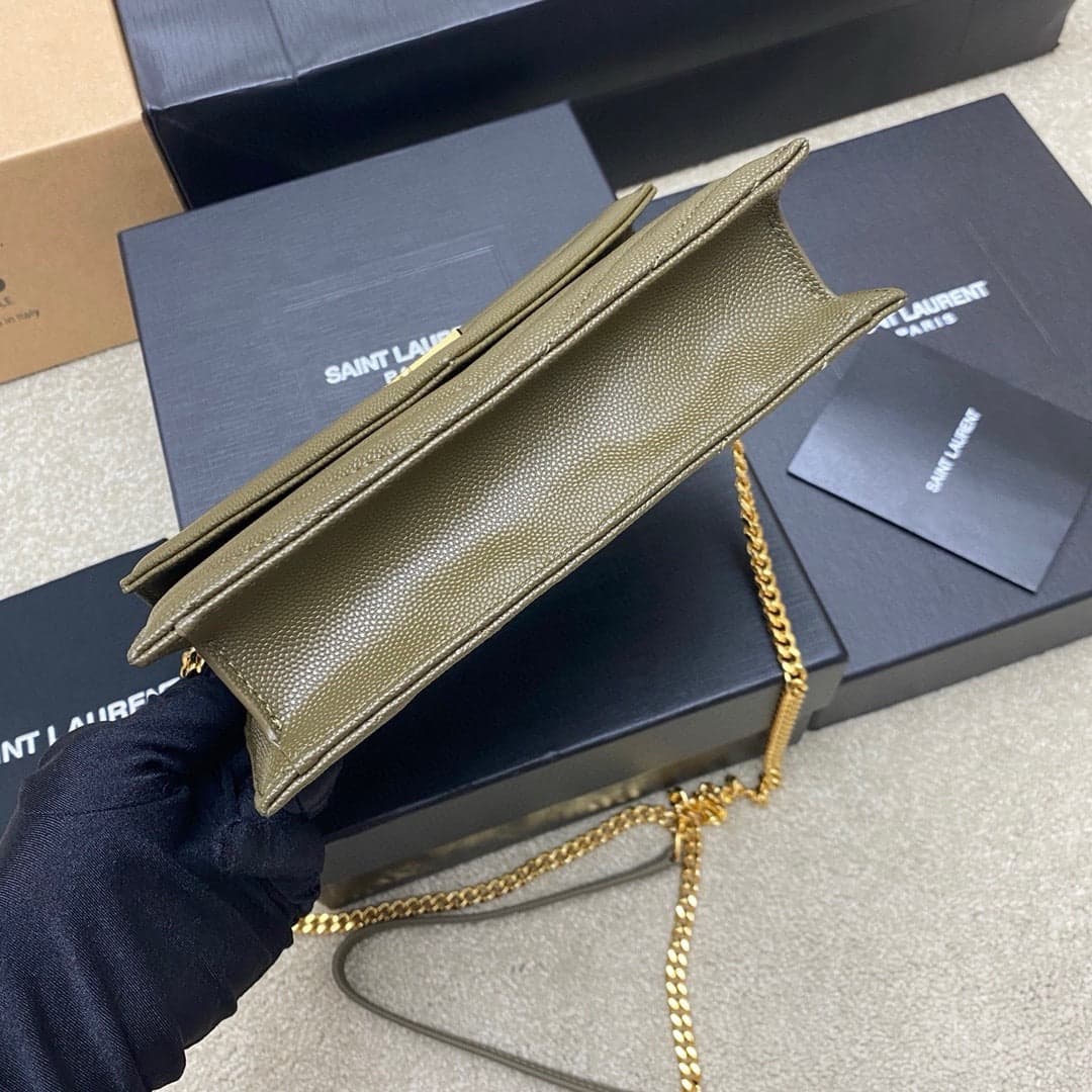 Saint Laurent Shoulder Bag Green Ferragens Douradas