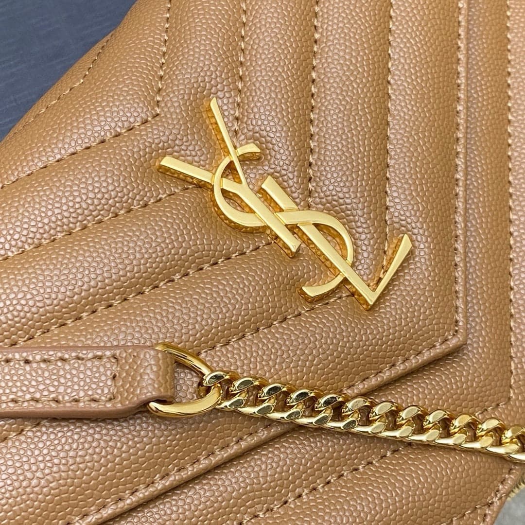 Saint Laurent Shoulder Bag Bege Camel Ferragens Douradas