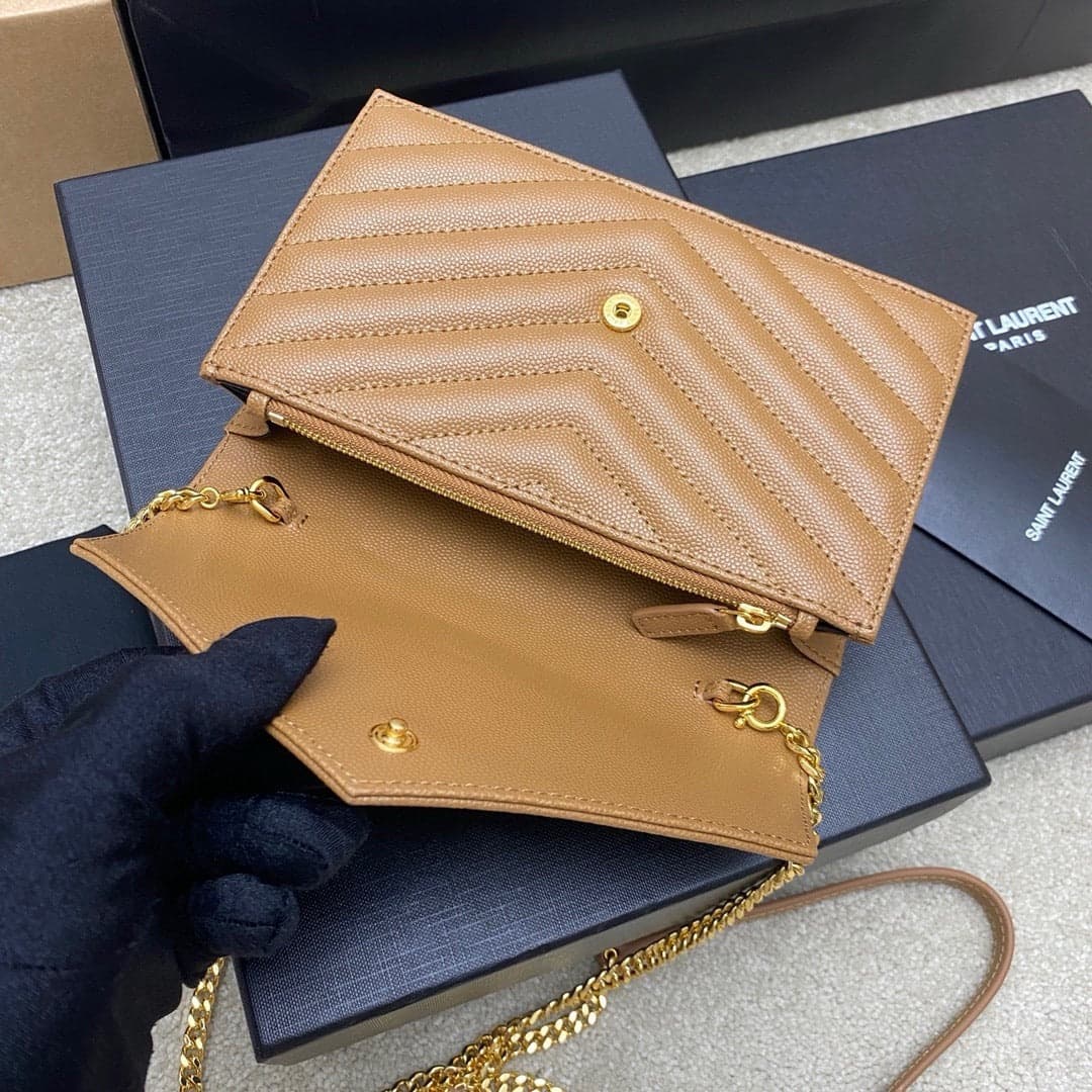 Saint Laurent Shoulder Bag Bege Camel Ferragens Douradas